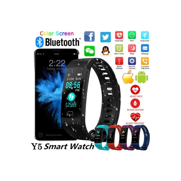 2018 Y5 Smart Watch Bracelet Waterproof Color Screen Wristband Heart Rate Activity Fitness Tracker Smartband Electronics Bracelet